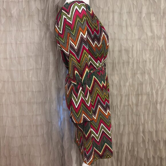 Urban Mangoz Multicolor Chevron Bell Sleeve Dress | Women’s Medium - Picture 3 of 7